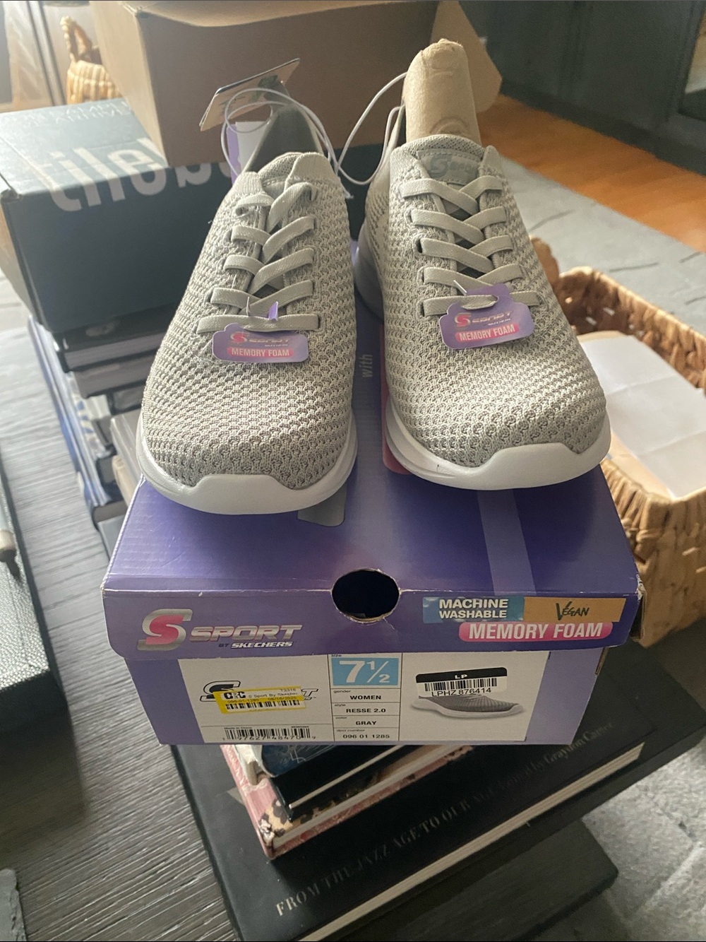 NIB Skechers Gray Knit Slip-On Memory Foam Sneakers